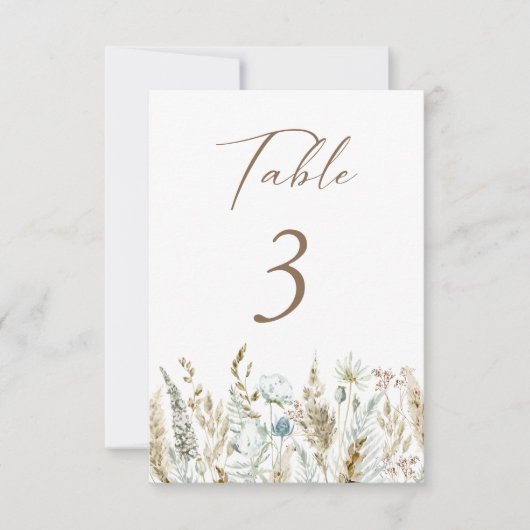 Elegant Waterverf Foliage Weddenschap Tabelnummer (Voorkant)