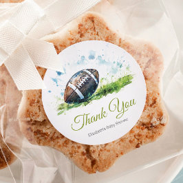 Elegant Waterverf Football Baby shower Dank u Ronde Sticker