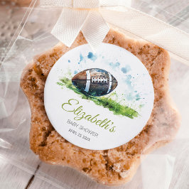 Elegant Waterverf Football Baby shower Ronde Sticker