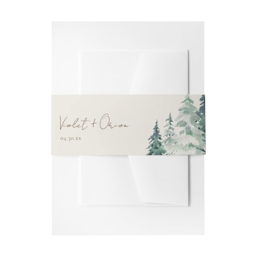 Elegant Waterverf Forest Invitation Belly Band Uitnodigingen Wikkel (Voorkant Voorbeeld)
