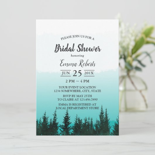 Elegant Waterverf Forest Pine Trees Vrijgezellenfe Kaart (Staand voorkant)