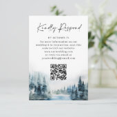 Elegant Waterverf Forest Wedding QR code RSVP Kaartje (Staand voorkant)
