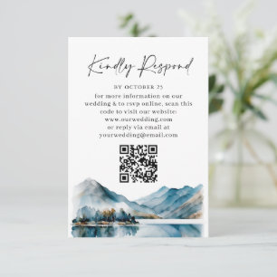 Elegant Waterverf Forest Wedding QR code RSVP Kaartje