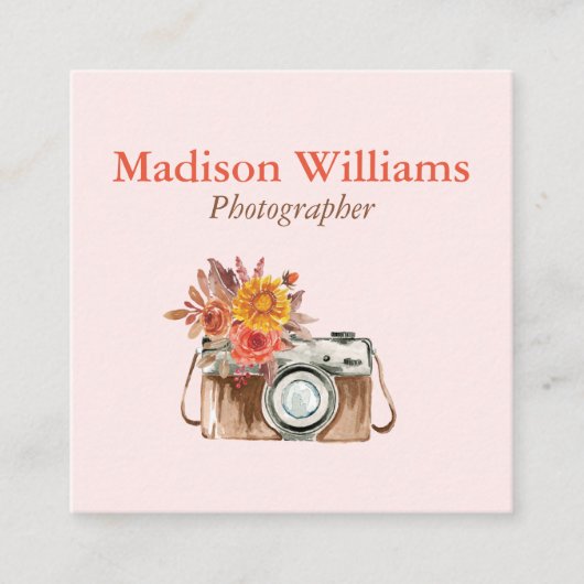 Elegant Waterverf fotograaf Vierkante Visitekaartje (Voorkant)