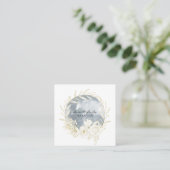 Elegant Waterverf Full Moon & Floral Square Card Vierkante Visitekaartje (Staand voorkant)
