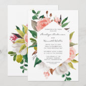 Elegant Waterverf Garden Floral Wedding Kaart (Voorkant / Achterkant)