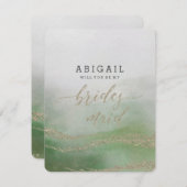 Elegant Waterverf gebladerte zal je bruidsmeisje z Kaart (Voorkant / Achterkant)