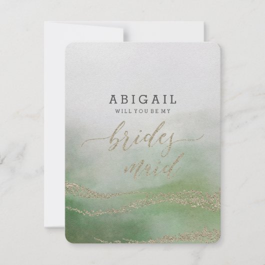 Elegant Waterverf gebladerte zal je bruidsmeisje z Kaart (Voorkant)