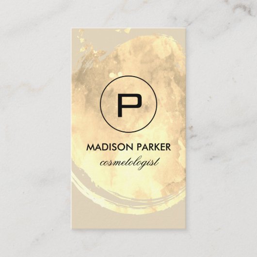 Elegant Waterverf geborsteld met monogram Visitekaartje (Voorkant)