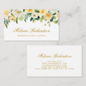 Elegant Waterverf Geel Geel Goud Groen Floral Visitekaartje (Voorkant / Achterkant)