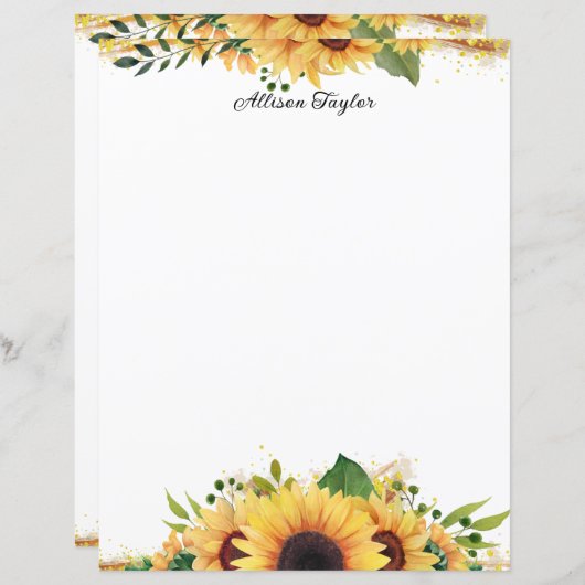 Elegant Waterverf Gekleurde zonnebloemen (Voorkant / Achterkant)