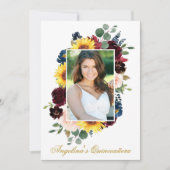 Elegant Waterverf Gemengd Floral Foto Quinceanera Kaart (Voorkant)
