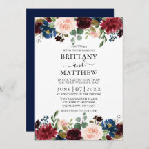 Elegant Waterverf Gemengd Floral Wedding Blue