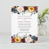 Elegant Waterverf gemengd huwelijk met Bourgogne Kaart (Staand voorkant)