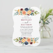 Elegant Waterverf gemengd huwelijk met Bourgogne Kaart (Staand voorkant)