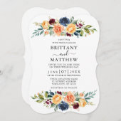 Elegant Waterverf gemengde Floral Greenery Wedding Kaart (Voorkant / Achterkant)