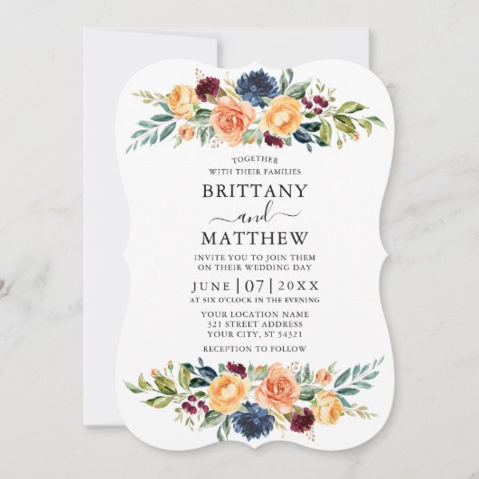 Elegant Waterverf gemengde Floral Greenery Wedding Kaart (Voorkant)