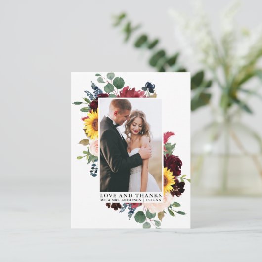 Elegant Waterverf gemengde Floral Love Bedankt Briefkaart (Staand voorkant)
