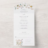 Elegant Waterverf geperste bloemen bruiloft All In One Uitnodiging (Binnen)