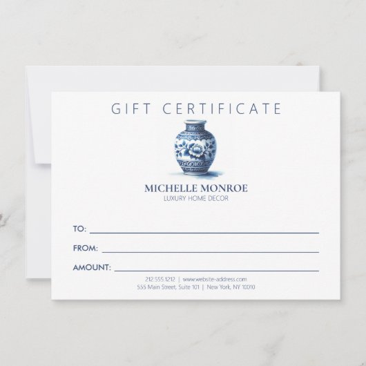 Elegant Waterverf Ginger Jar Cadeaubon (Voorkant)