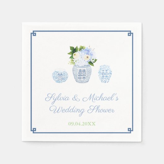 Elegant Waterverf Ginger Jar Wedding Shower Party Servet (Voorkant)