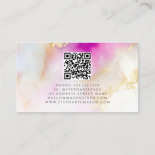 Elegant Waterverf Gold Blush Pink Monogram Contactkaartje (Achterkant)