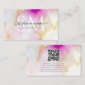 Elegant Waterverf Gold Blush Pink Monogram Contactkaartje (Voorkant / Achterkant)