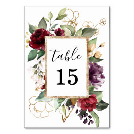 Elegant Waterverf Gold Deep Red Floral Kaart