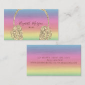 Elegant Waterverf, Gold Glitter Headphone DJ Visitekaartje (Voorkant / Achterkant)