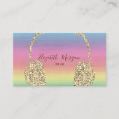 Elegant Waterverf, Gold Glitter Headphone DJ Visitekaartje (Voorkant)
