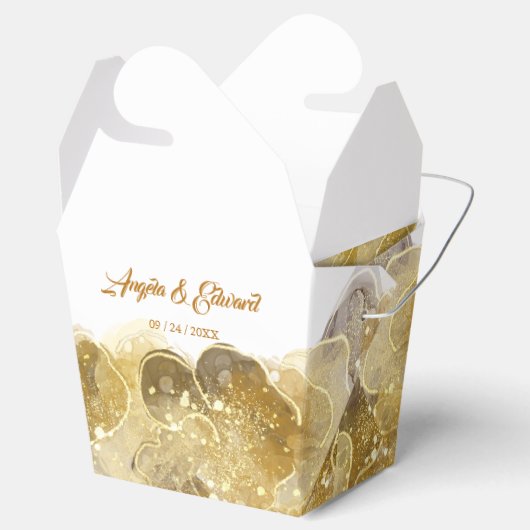 Elegant Waterverf Gold Wedding Favor Box Bedankdoosjes (Geopend)