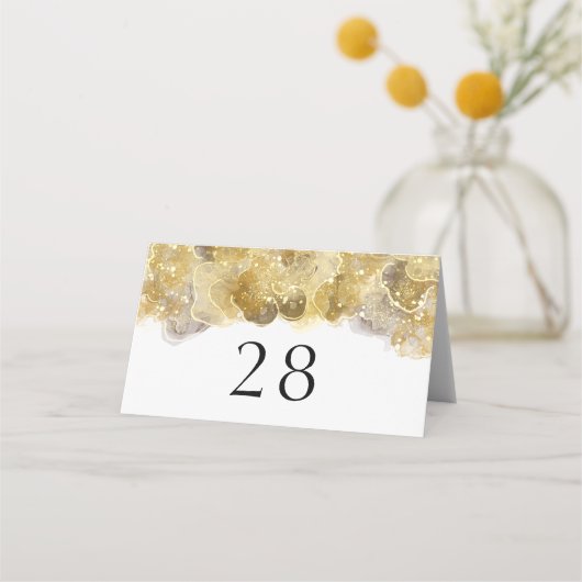 Elegant Waterverf Gold Wedding Folded Place Card Plaatskaartje (Achterkant)