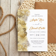 Elegant Waterverf Gold Wedding Invitation