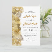 Elegant Waterverf Gold Wedding Invitation Save The Date (Staand voorkant)
