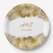 Elegant Waterverf Gold Wedding Paper Borden Papieren Bordje (Voorkant)