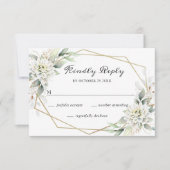 Elegant Waterverf Golden Green Foliage Wedding RSVP Kaartje (Voorkant)
