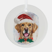 Elegant Waterverf Golden Retriever Kerstmis Glas Ornament (Achterkant)