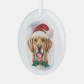 Elegant Waterverf Golden Retriever Kerstmis Glas Ornament (Voorkant links)
