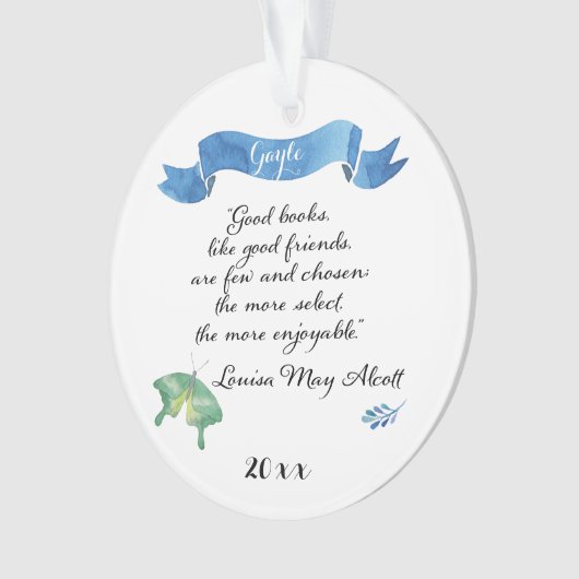 Elegant Waterverf Good Books Good Friends Ornament (voorkant)