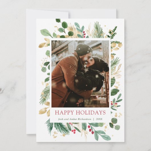 Elegant waterverf goudfolie rode kerst (Voorkant)