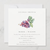 Elegant Waterverf Grape Couples Shower Invite Bedankkaart (Voorkant)