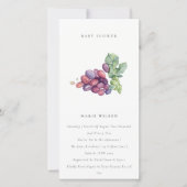 Elegant Waterverf Grape Fauna Baby shower Invite Bedankkaart (Voorkant)
