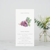 Elegant Waterverf Grape Fauna Baby shower Invite Bedankkaart (Staand voorkant)