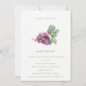 Elegant Waterverf Grape Fauna Baby shower Invite Bedankkaart (Voorkant)