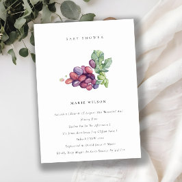 Elegant Waterverf Grape Fauna Baby shower Invite Bedankkaart