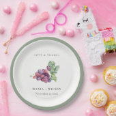 Elegant Waterverf Grape Foliage Rustic Wedding Papieren Bordje (Feest)