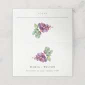 Elegant Waterverf Grape Foliage Rustic Wedding Plaatskaartje (Buitenkant ongevouwen)