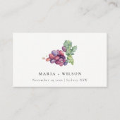 Elegant Waterverf Grape Foliage Rustic Wedding Plaatskaartje (Voorkant)