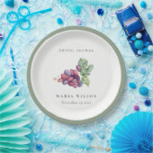 Elegant Waterverf Grape Foliage Vrijgezellenfeest Papieren Bordje (Feest)