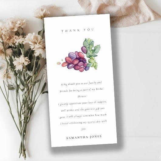 Elegant Waterverf Grape Foliage Wedding Bedankkaart